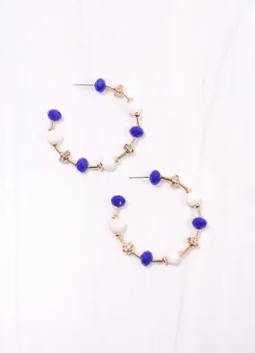 Gerald Beaded Hoop Earring BLUE WHITE