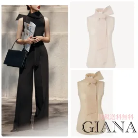 GIANA  |Silk Sleeveless Plain Party Style Office Style Elegant Style