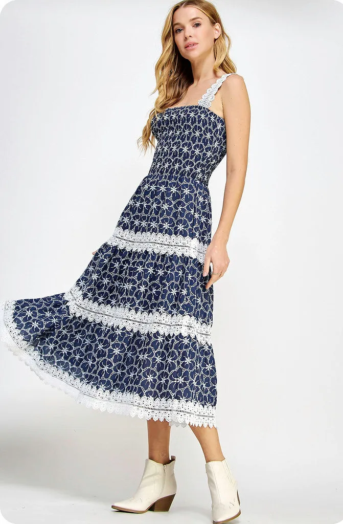 GONE COASTAL EMBROIDERED DRESS