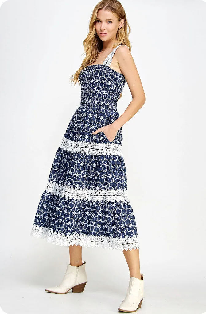 GONE COASTAL EMBROIDERED DRESS