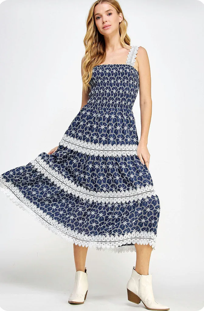 GONE COASTAL EMBROIDERED DRESS