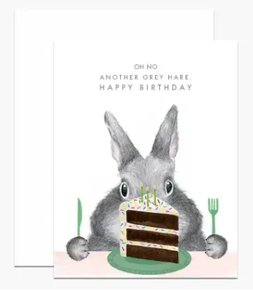 Grey Hare Birthday Card