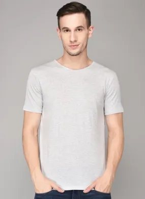 Grey Textured Round Neck T-shirt