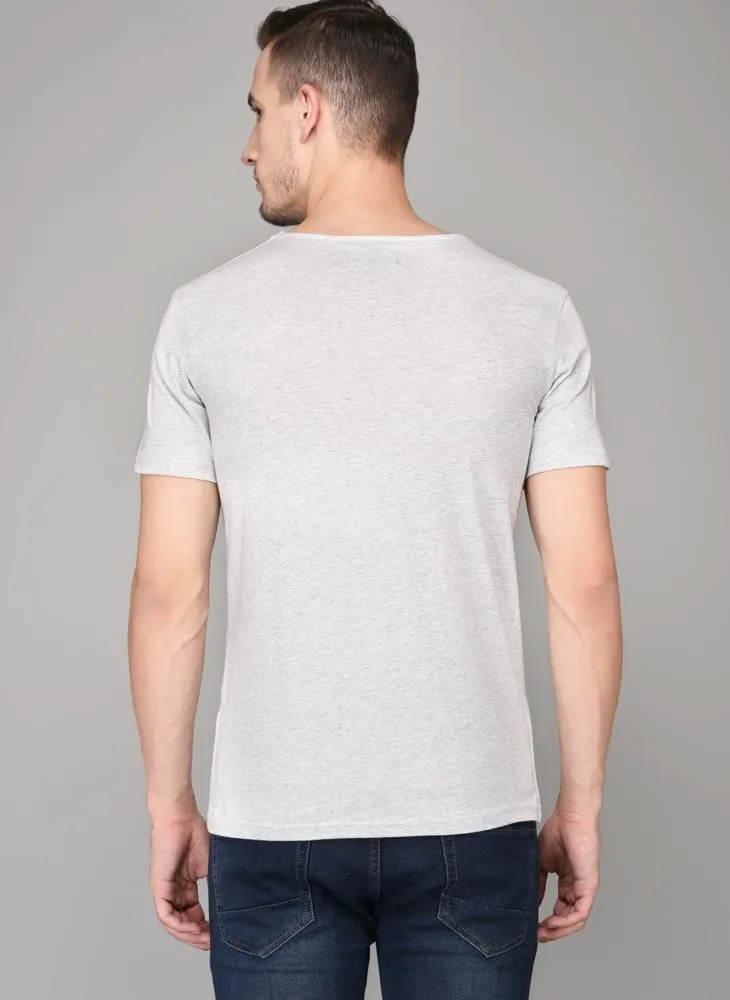 Grey Textured Round Neck T-shirt