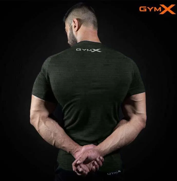 GymX Olive Green Line pattern Tee - Sale