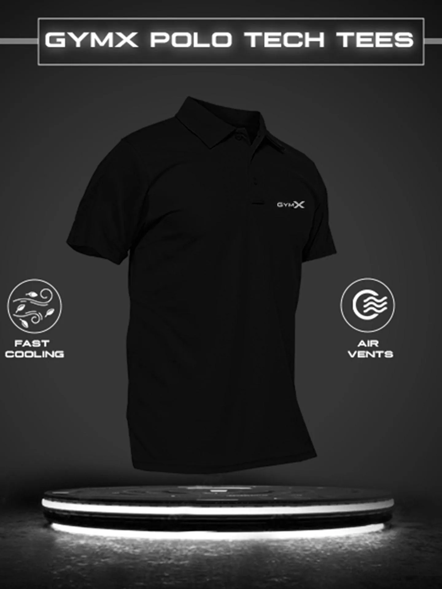 GymX Polo Tech Tee: Wicked Black