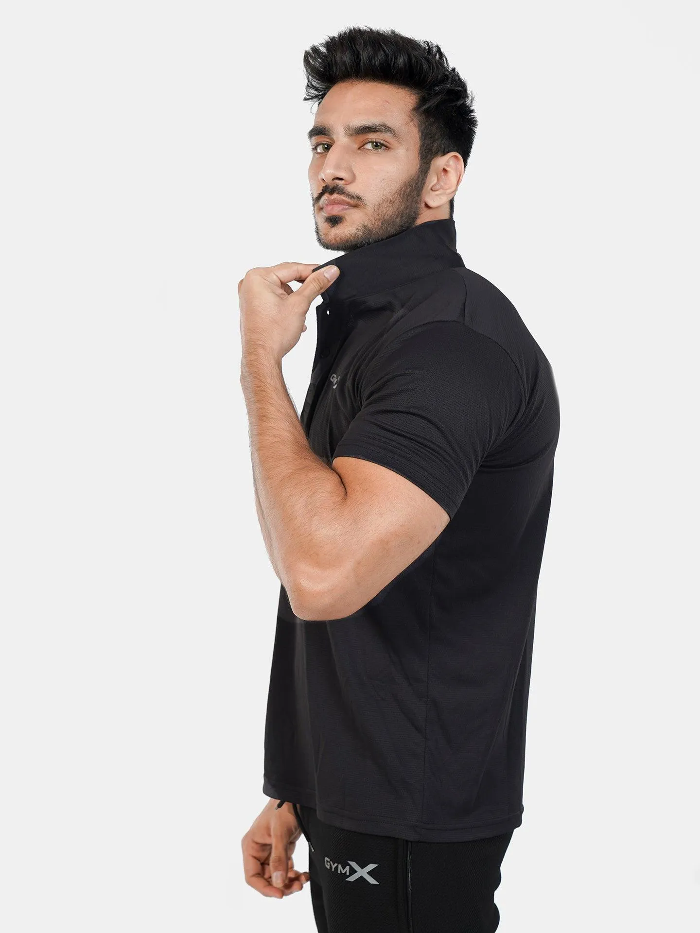 GymX Polo Tech Tee: Wicked Black