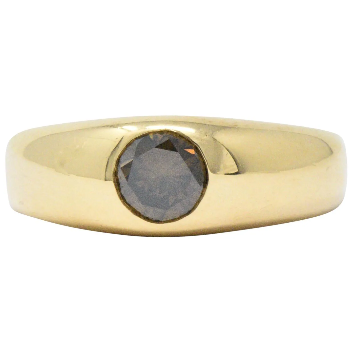 Handsome .65 CTS Brown Diamond & 18K Gold Unisex Ring