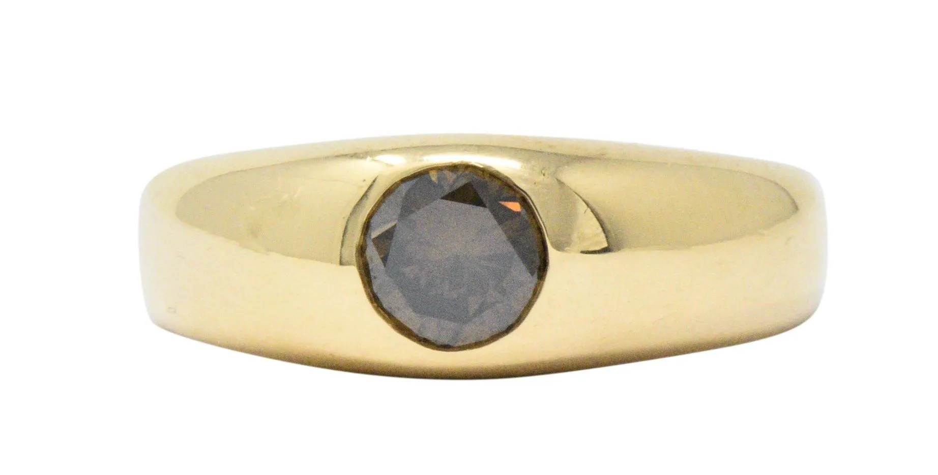 Handsome .65 CTS Brown Diamond & 18K Gold Unisex Ring