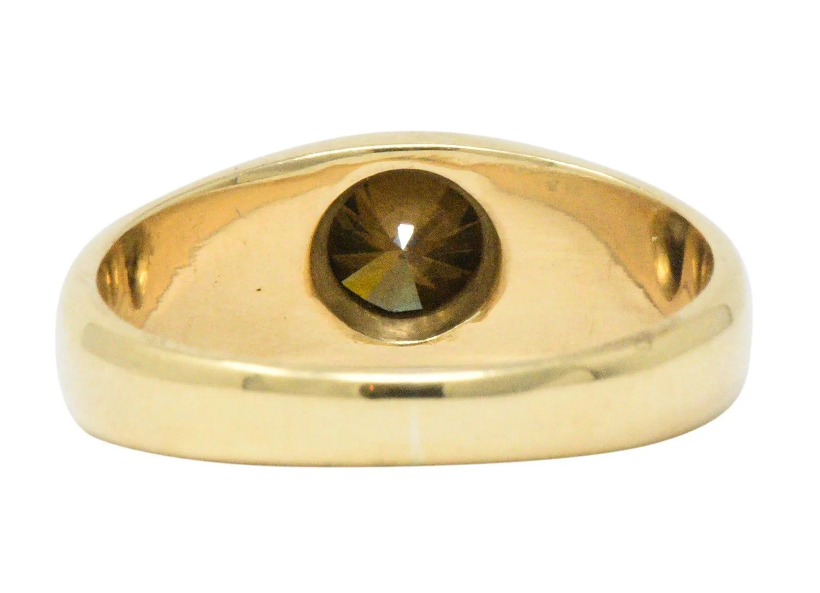 Handsome .65 CTS Brown Diamond & 18K Gold Unisex Ring