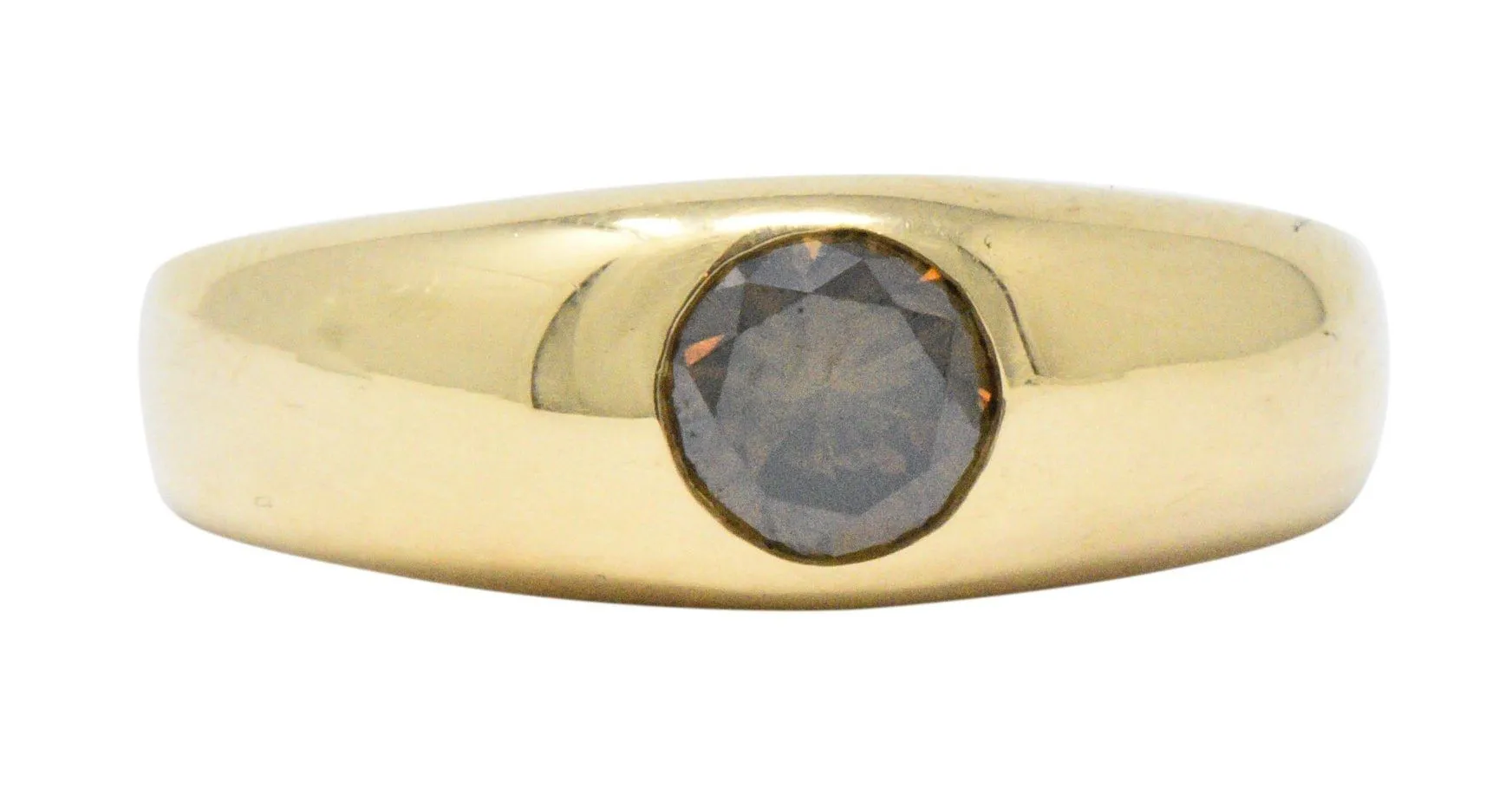 Handsome .65 CTS Brown Diamond & 18K Gold Unisex Ring