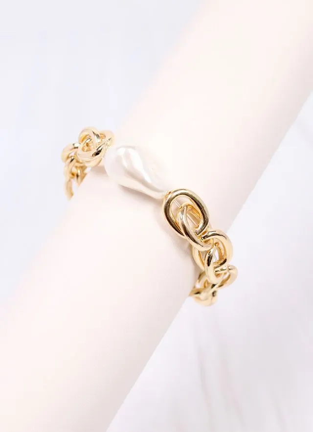 Harrie Link Bracelet with Pearl GOLD