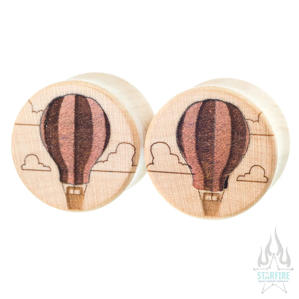 Hot Air Balloon Wood Inlay Plugs