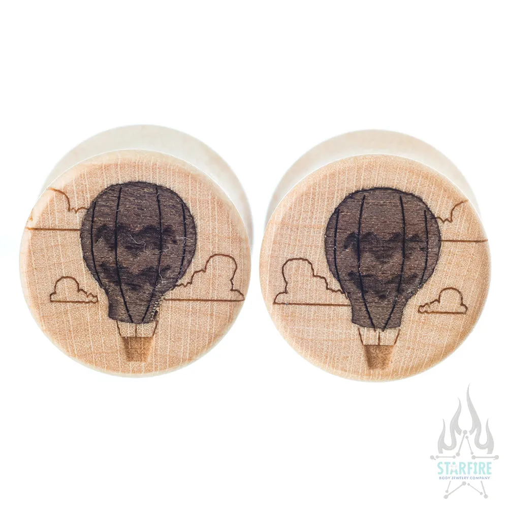 Hot Air Balloon Wood Inlay Plugs