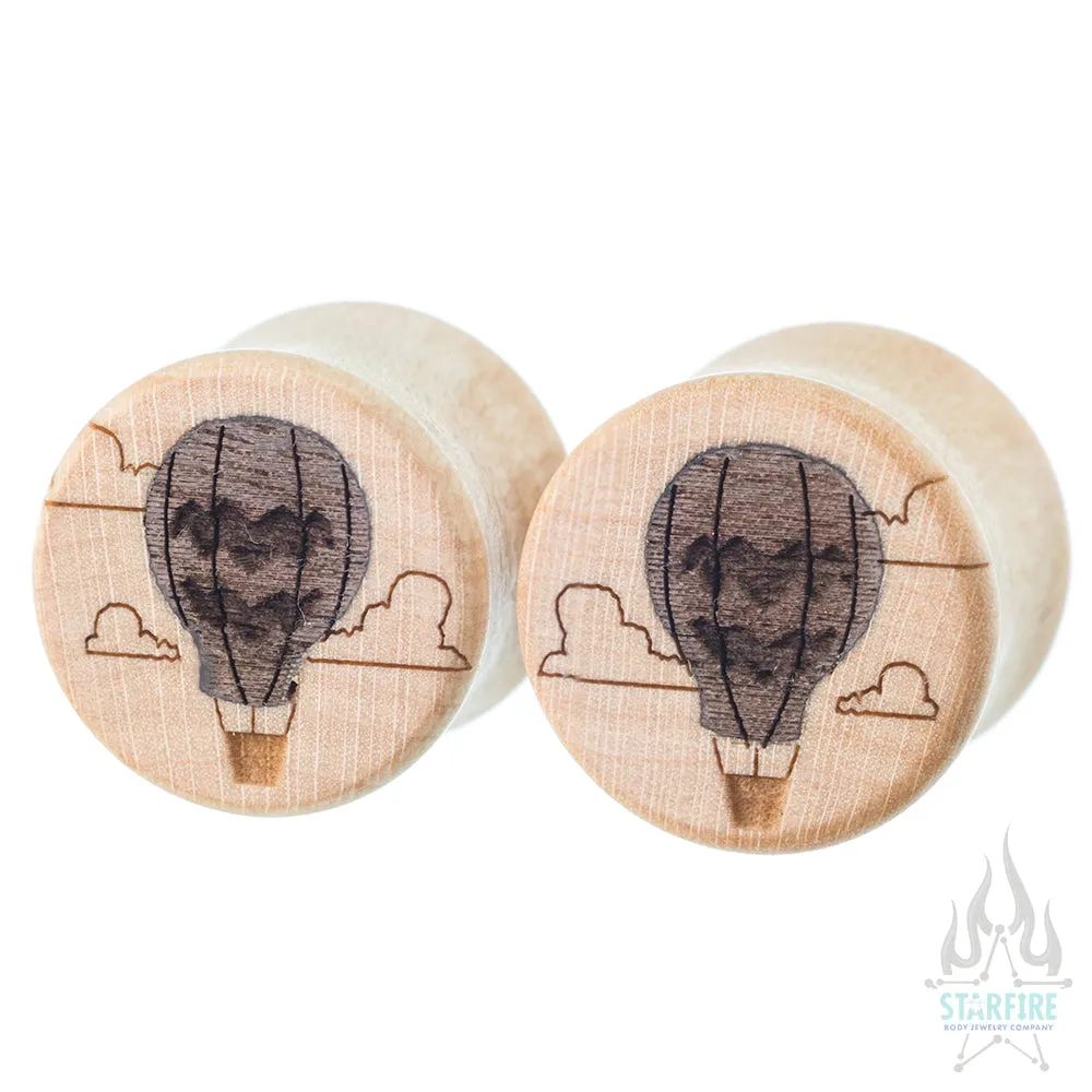 Hot Air Balloon Wood Inlay Plugs