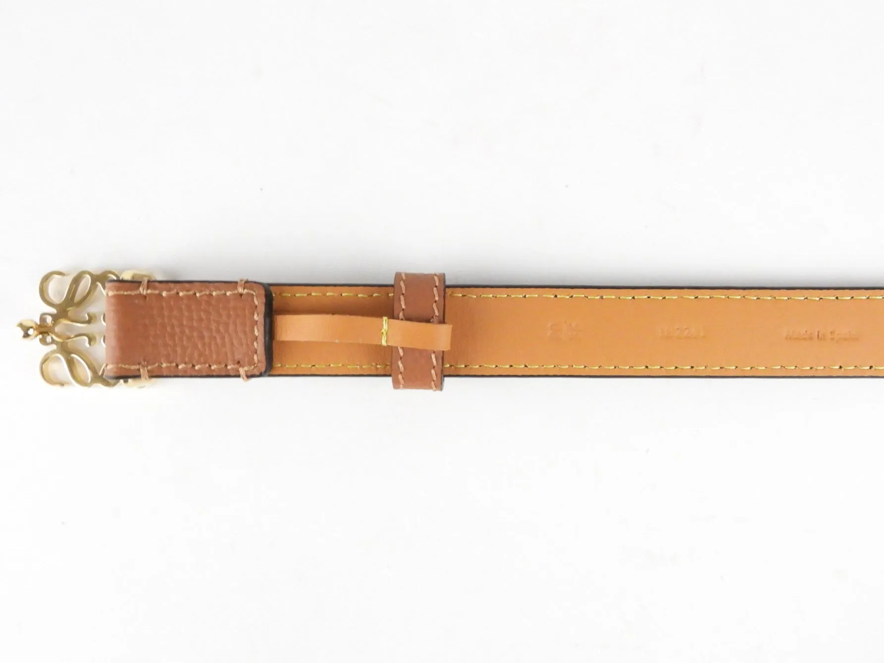 Loewe Brown Leather Anagram Logo Thin Belt - 90 / 36