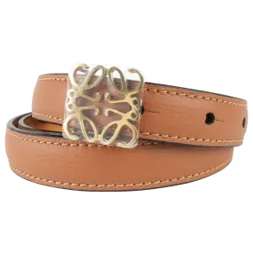 Loewe Brown Leather Anagram Logo Thin Belt - 90 / 36