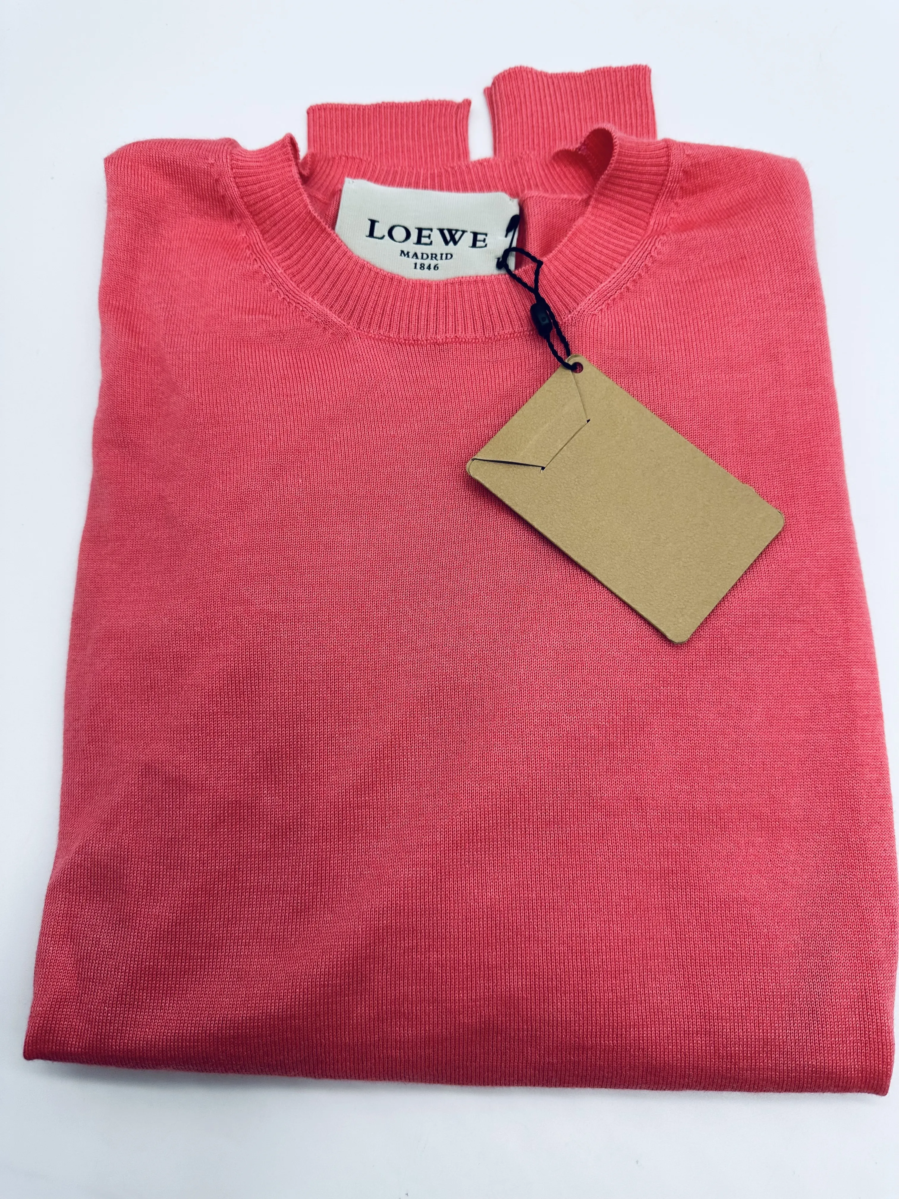 LOEWE  |Unisex Plain Leather Logo V-neck & Crew neck