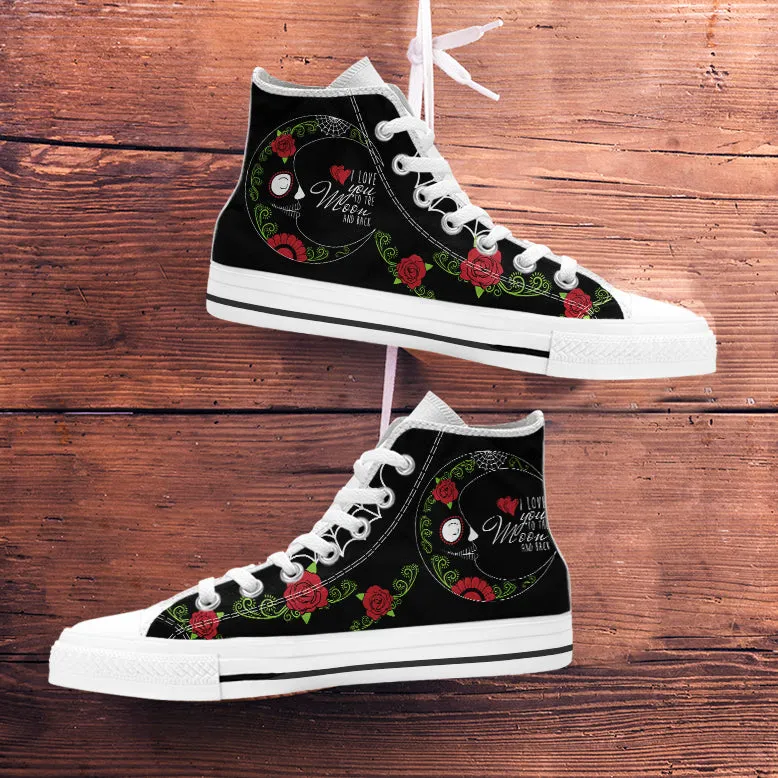 Love You To The Moon Sugar Skull High Tops White