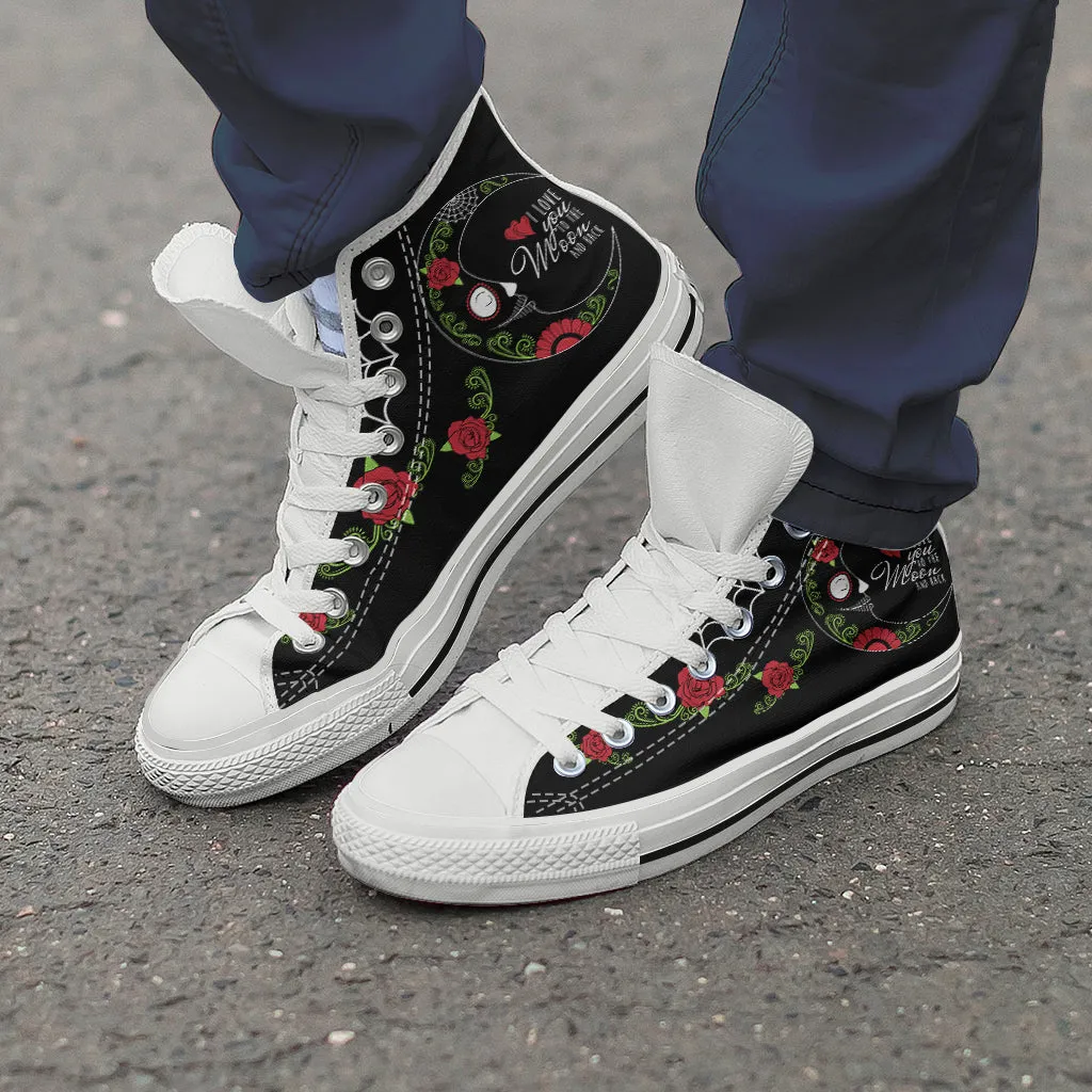 Love You To The Moon Sugar Skull High Tops White