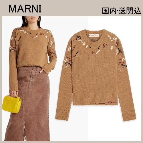 MARNI  |Casual Style Wool Long Sleeves Office Style Elegant Style