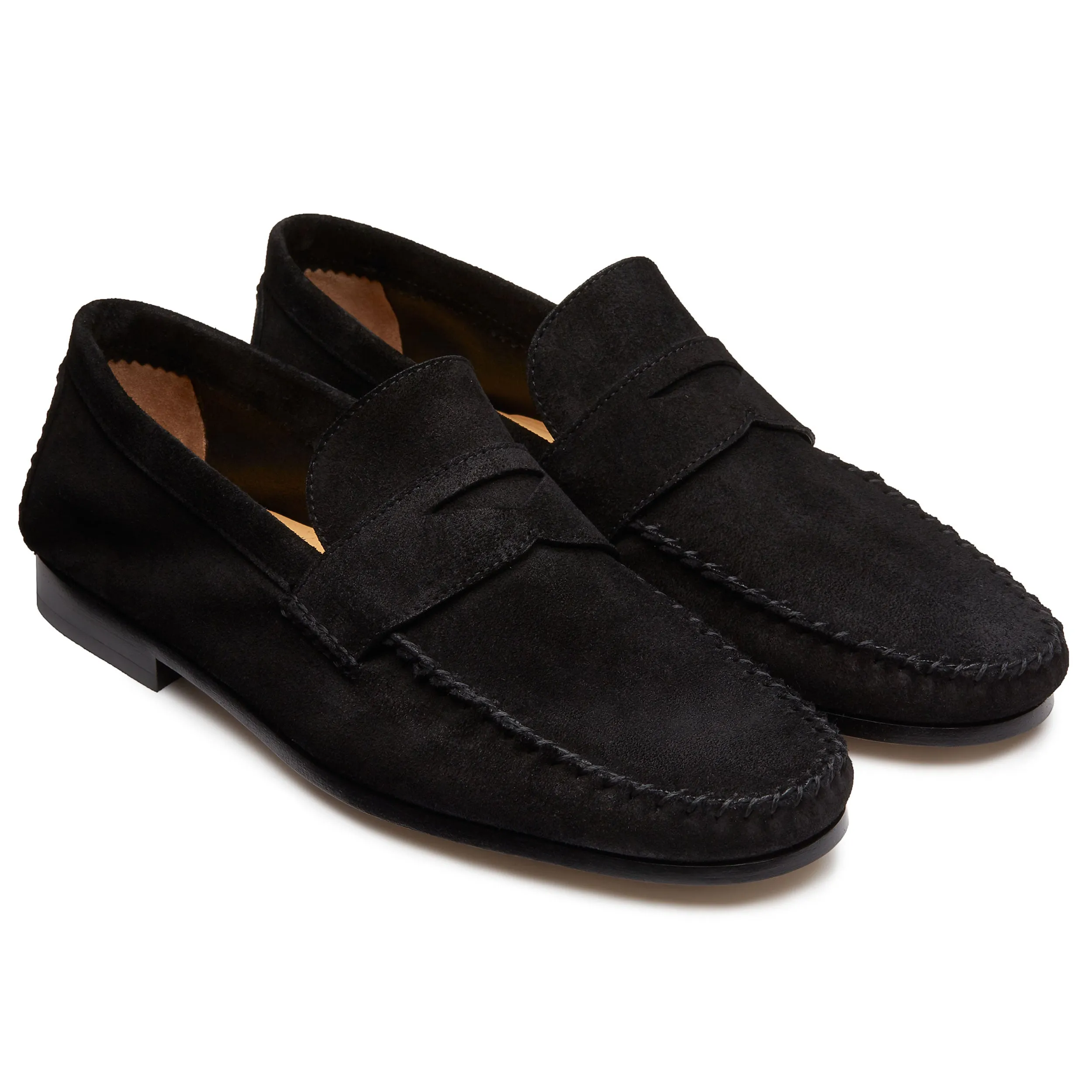 Men’s Black Suede Penny Moccasins