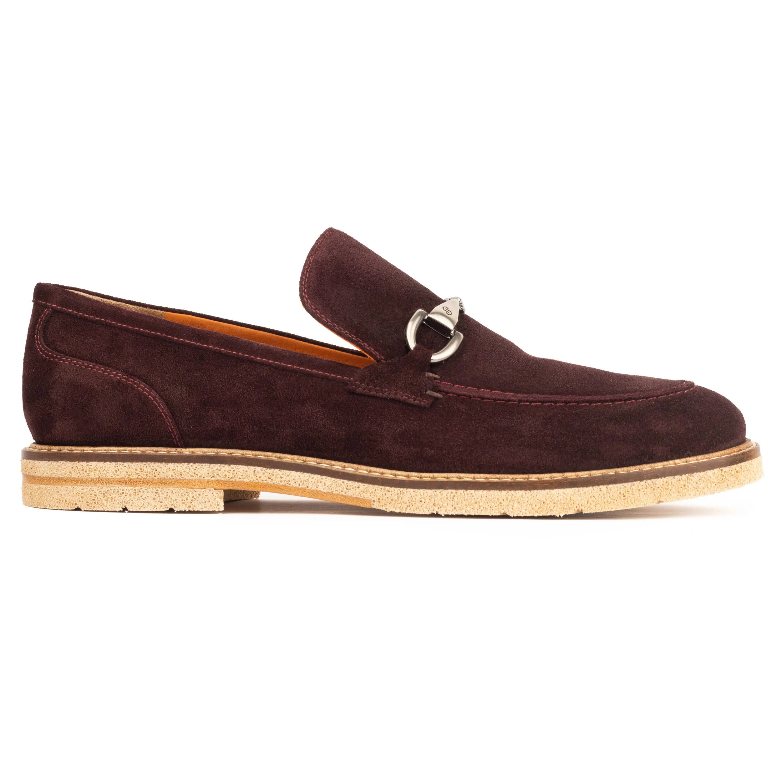 Men's Buckle Wine suede Loafers  With Rubber Sole