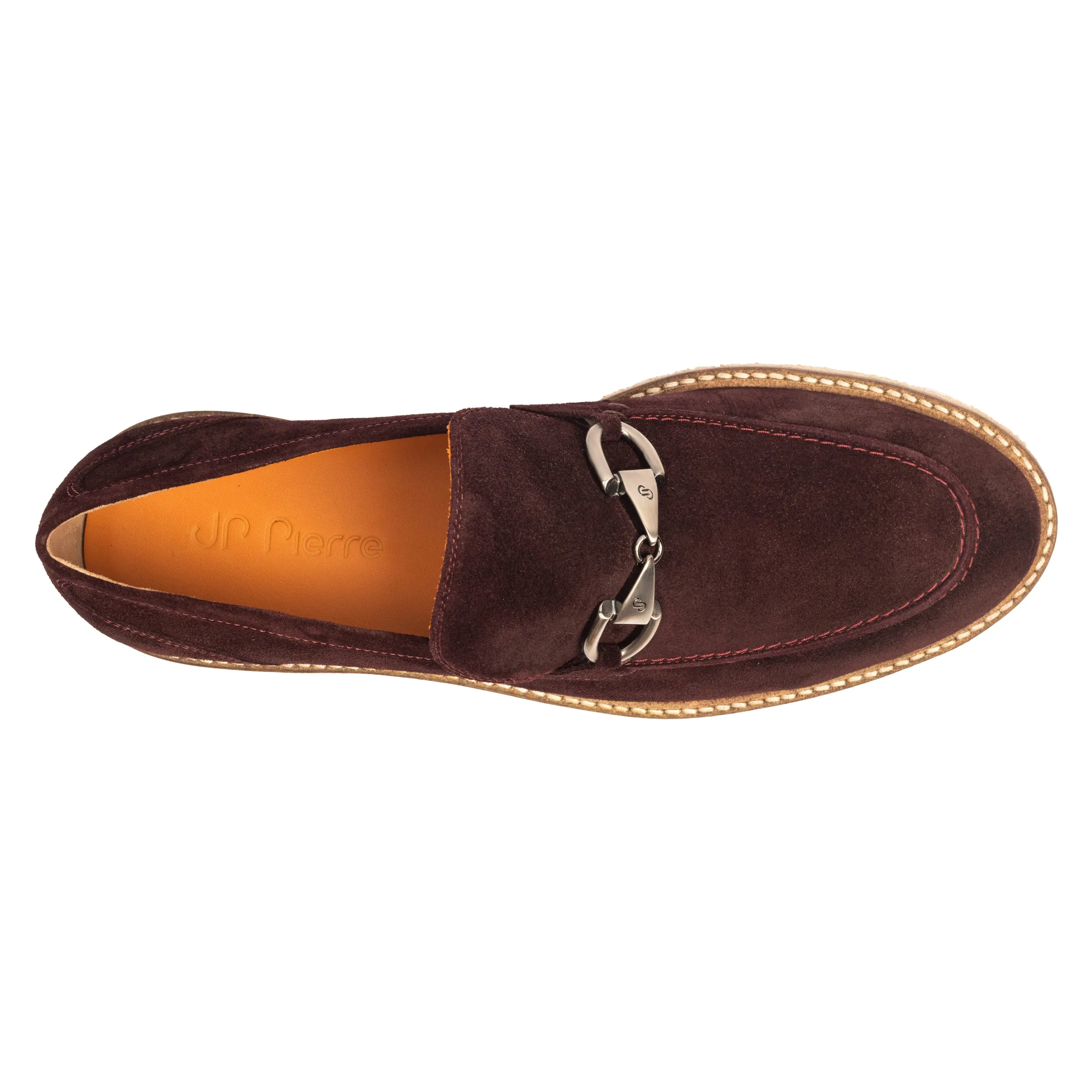 Men's Buckle Wine suede Loafers  With Rubber Sole