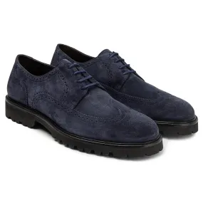 Mens navy suede derby shoes