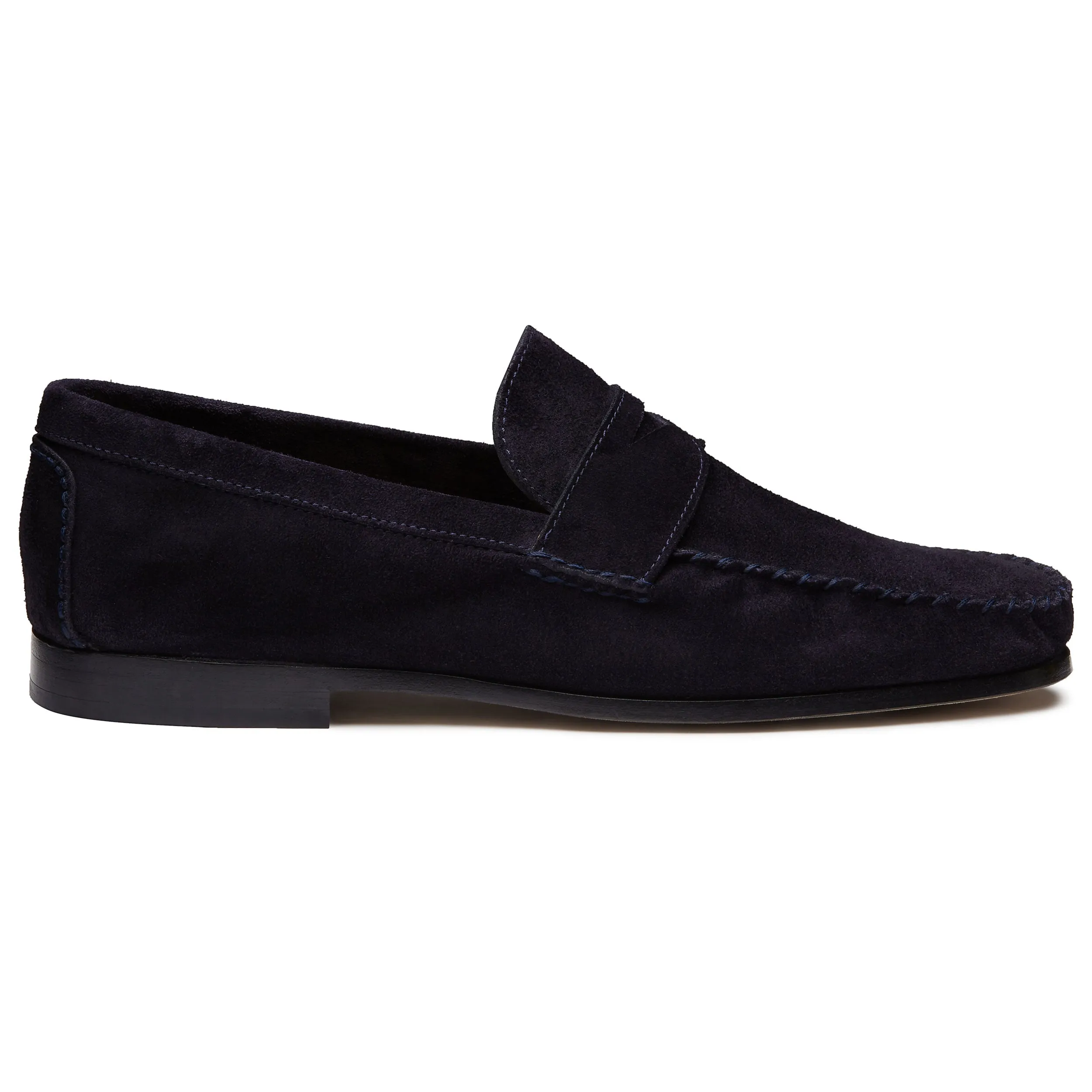 Men's Navy Suede Penny Moccasin Shoes