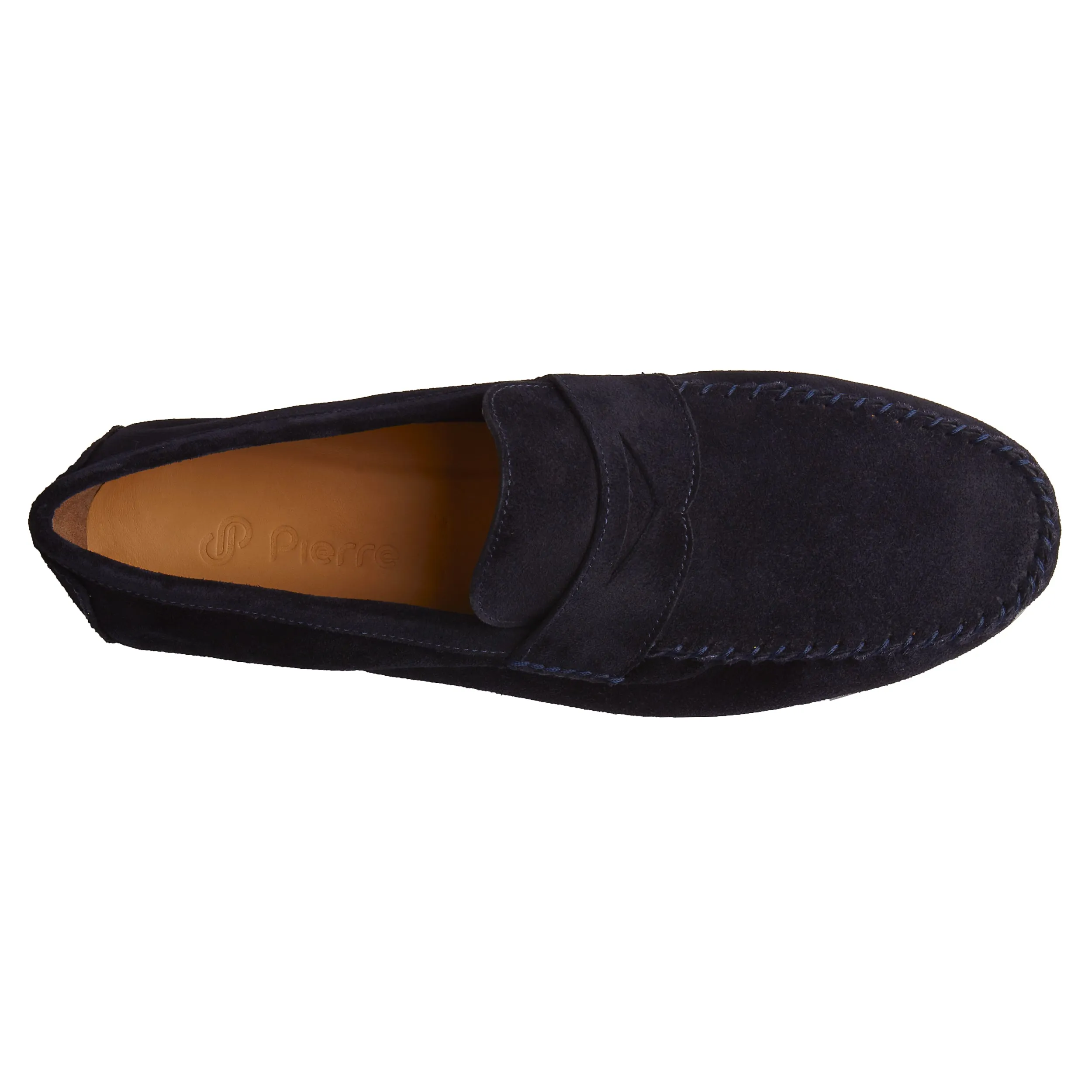 Men's Navy Suede Penny Moccasin Shoes