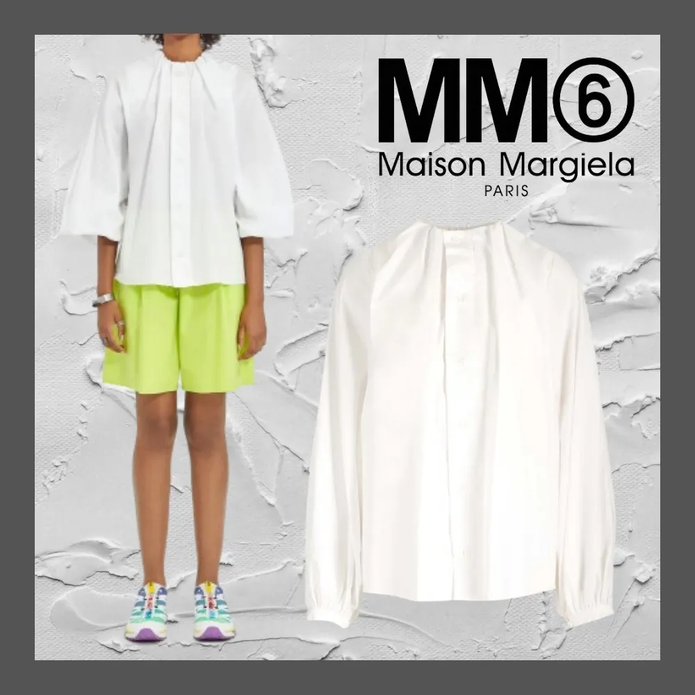 MM6 Maison Margiela  |Casual Style Cropped Plain Cotton Office Style Puff Sleeves