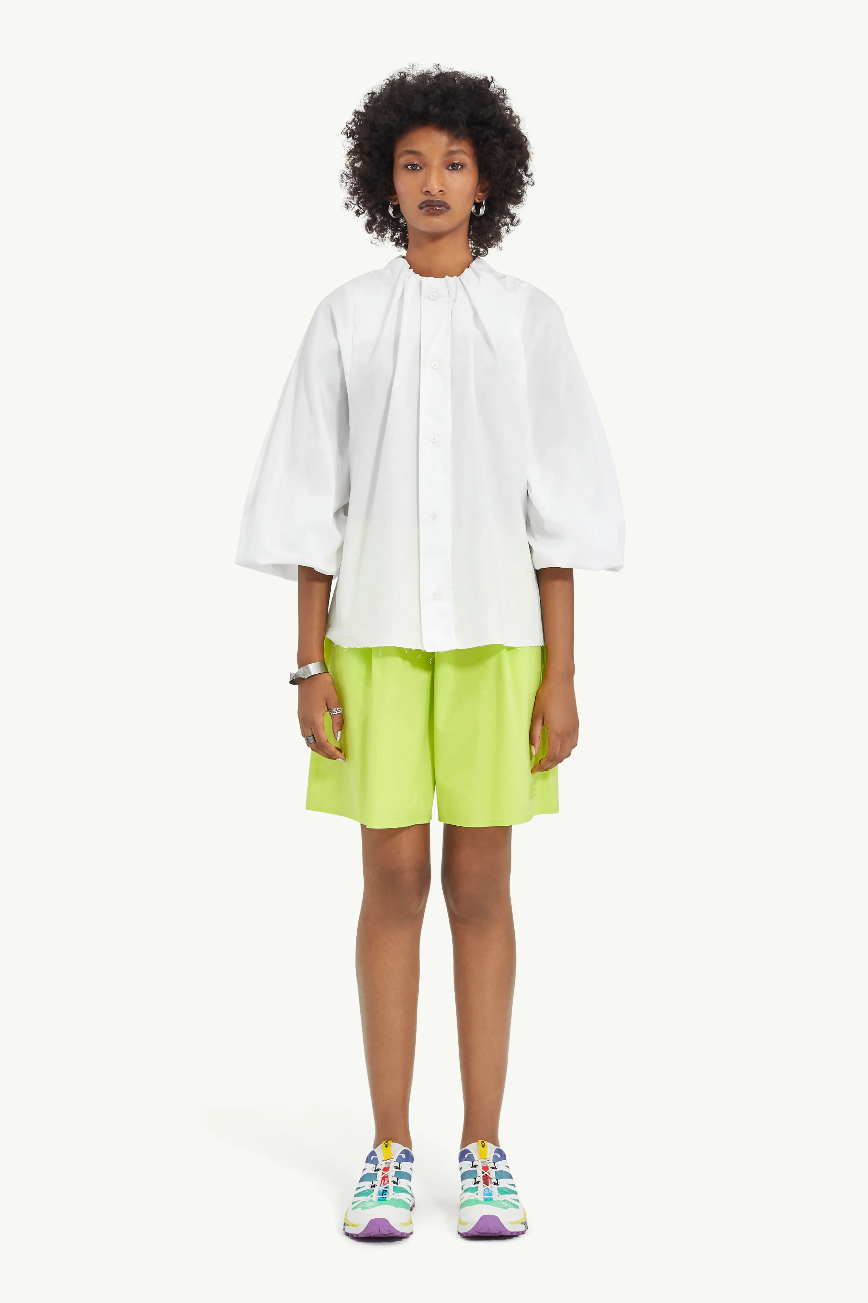 MM6 Maison Margiela  |Casual Style Cropped Plain Cotton Office Style Puff Sleeves