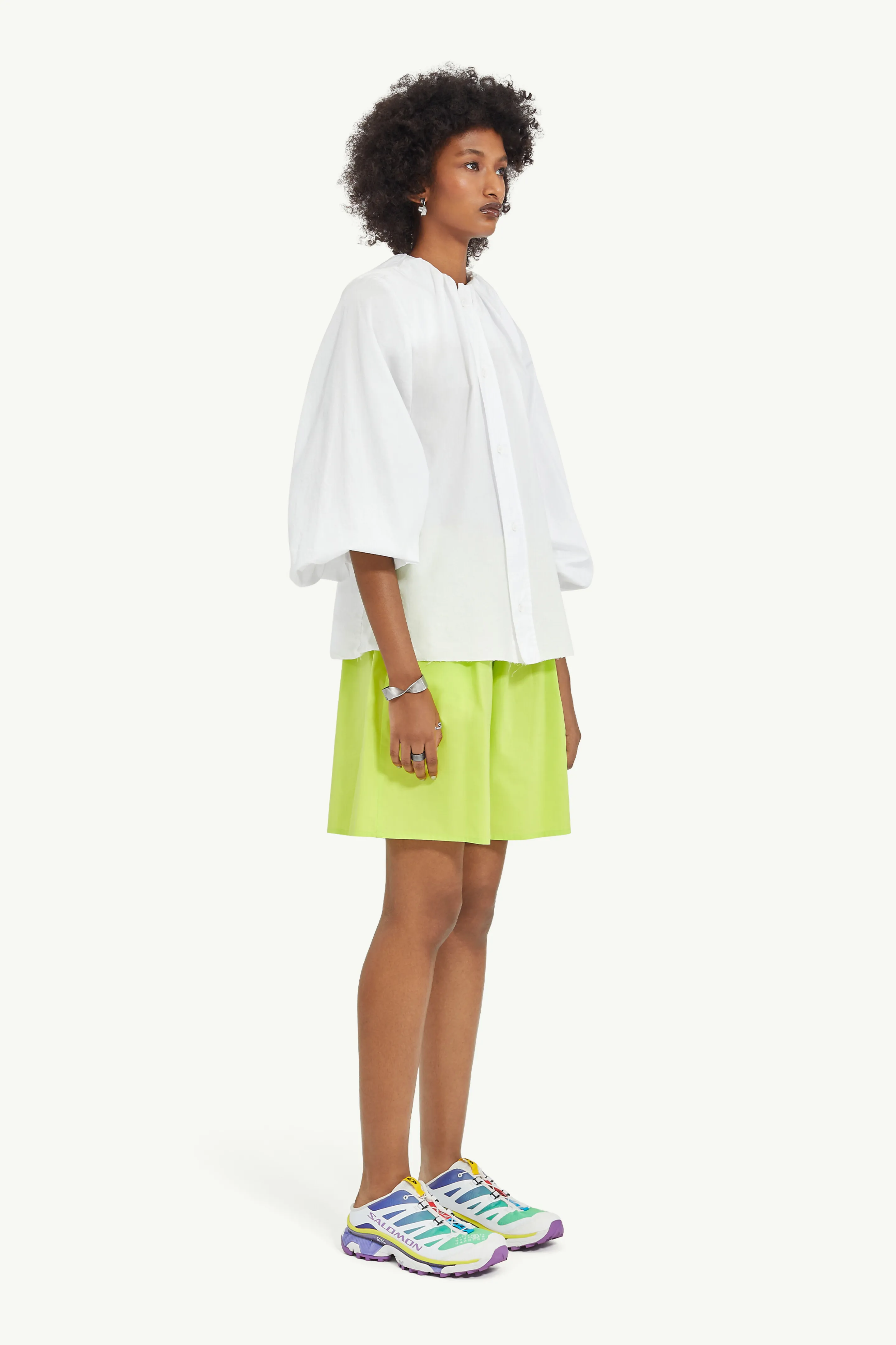 MM6 Maison Margiela  |Casual Style Cropped Plain Cotton Office Style Puff Sleeves