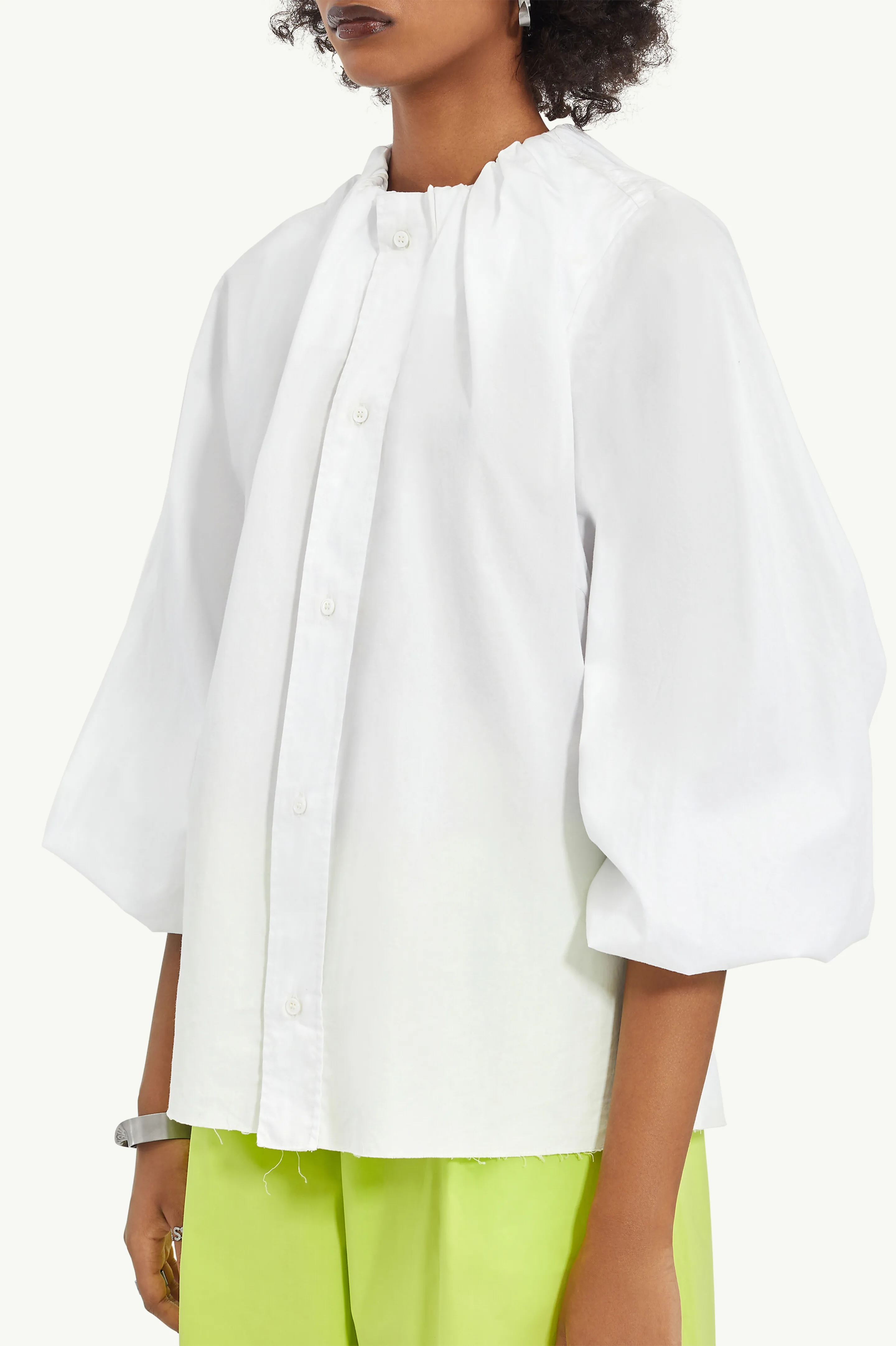 MM6 Maison Margiela  |Casual Style Cropped Plain Cotton Office Style Puff Sleeves