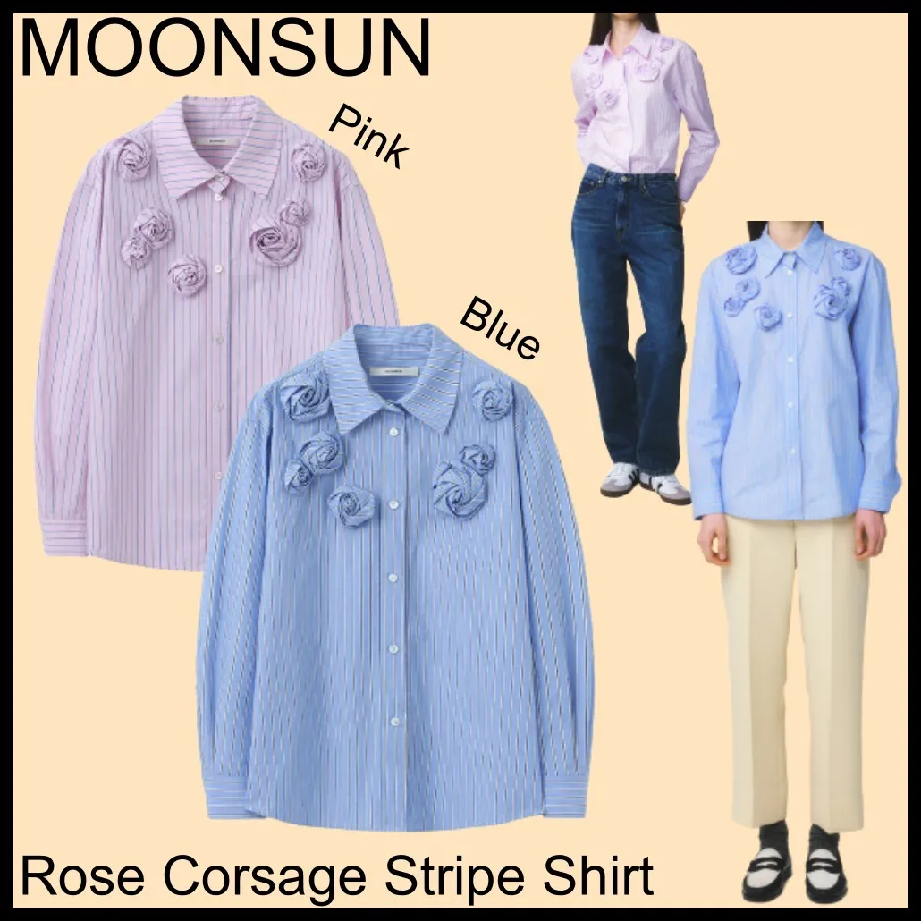 MOONSUN  |Stripes Casual Style Street Style Long Sleeves Cotton