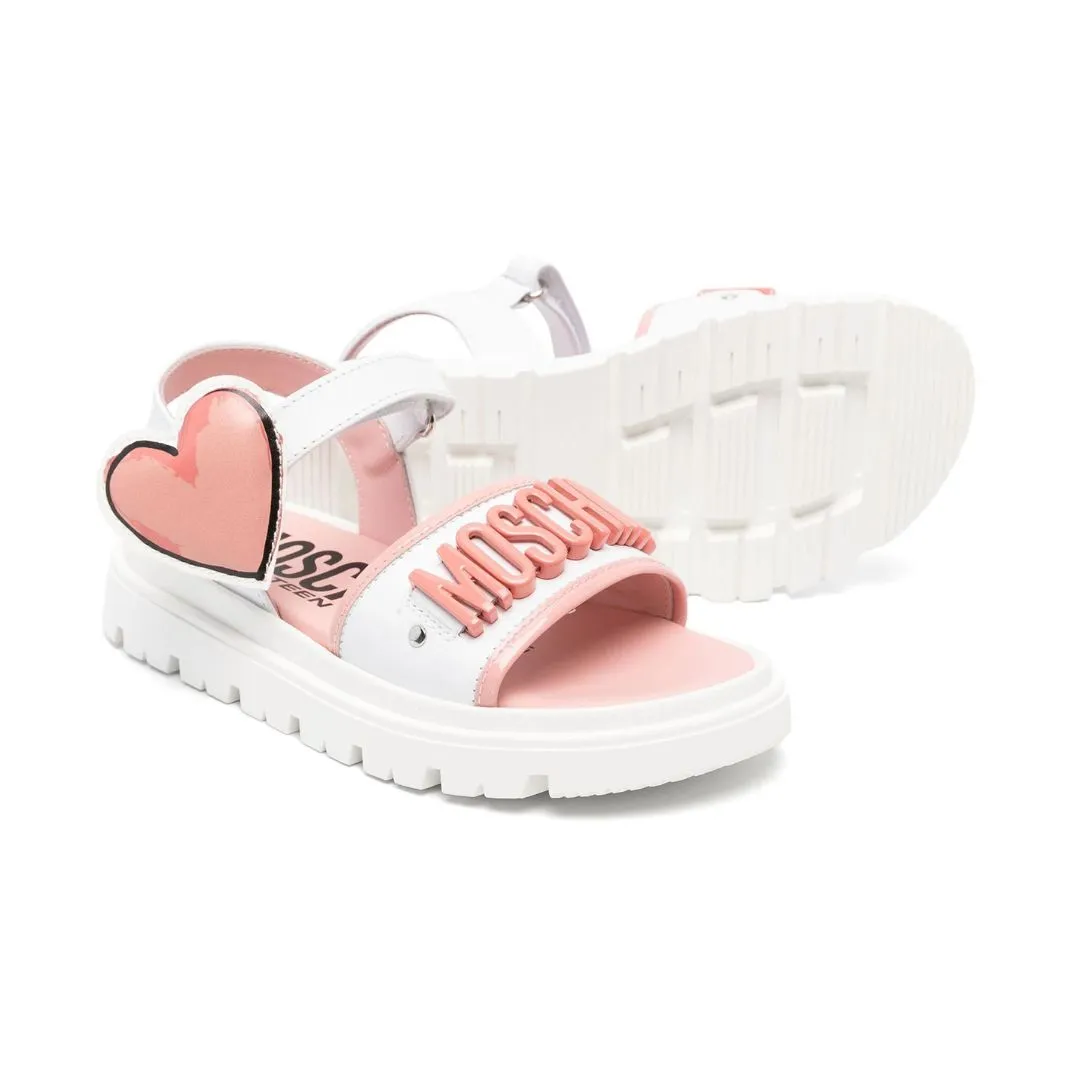 Moschino Sandal Logo Strap Heart Pink