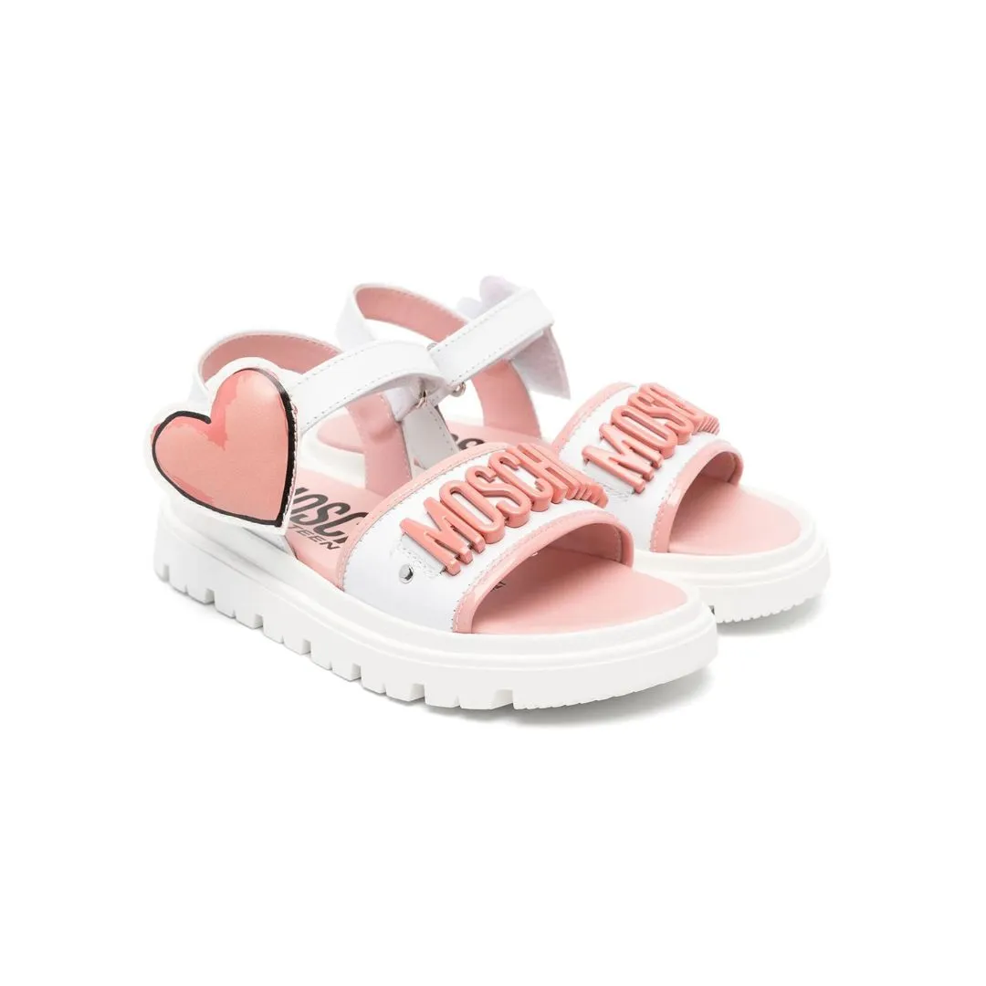 Moschino Sandal Logo Strap Heart Pink