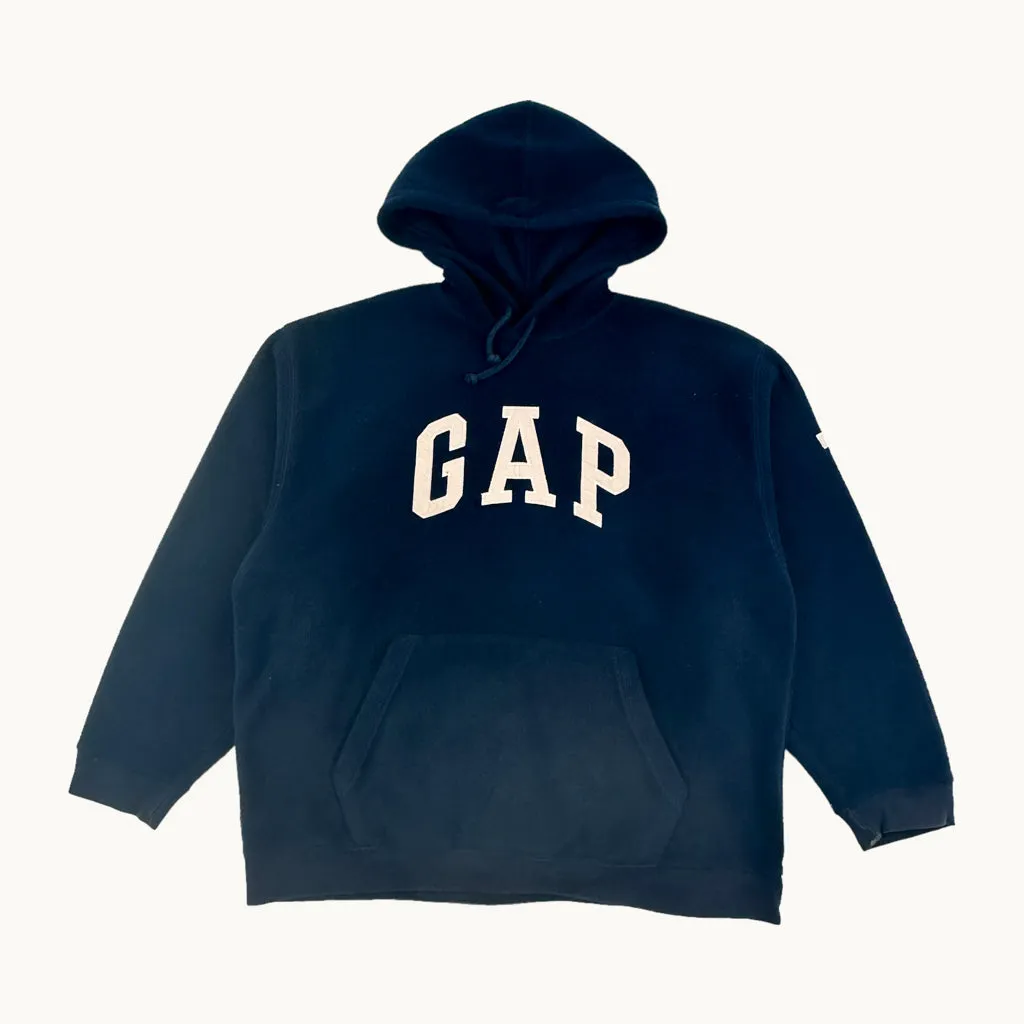 Navy Blue 90s GAP Spellout Hoodie Sweatshirt (XL)