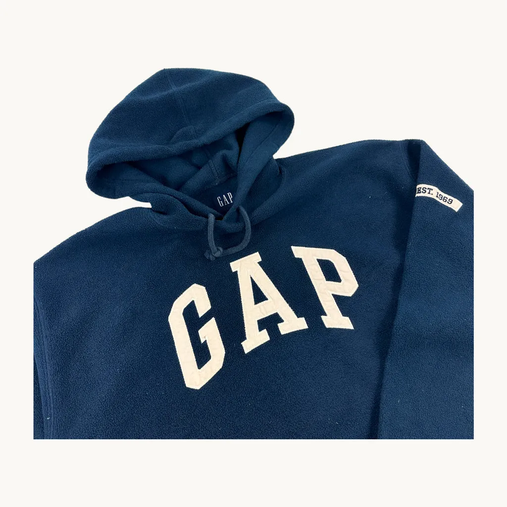 Navy Blue 90s GAP Spellout Hoodie Sweatshirt (XL)