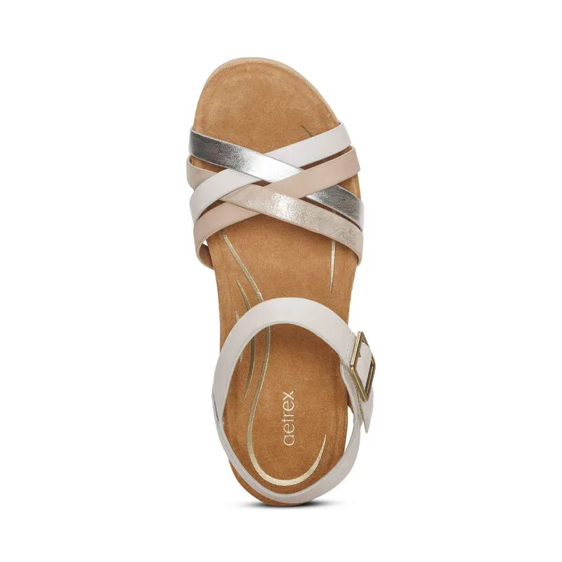  Noelle Woven Cork Wedge Sandal in Ivory  