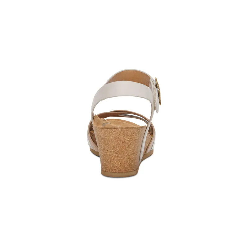  Noelle Woven Cork Wedge Sandal in Ivory  