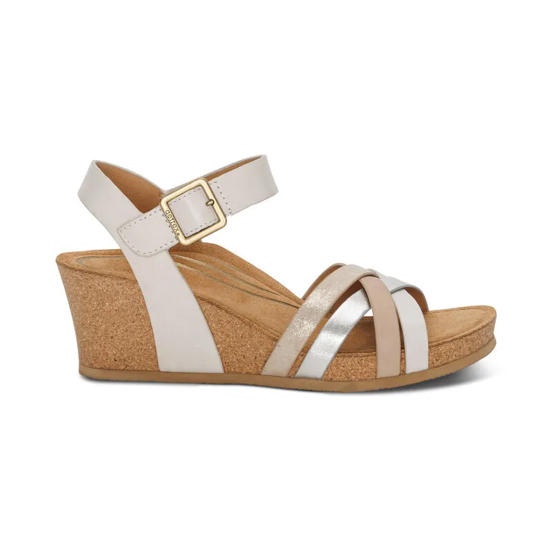  Noelle Woven Cork Wedge Sandal in Ivory  