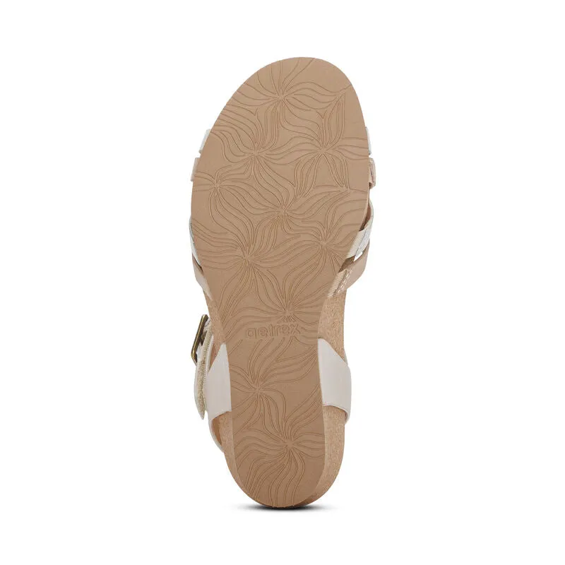  Noelle Woven Cork Wedge Sandal in Ivory  