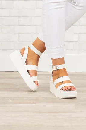 Nostalgia Platform Wedges, White