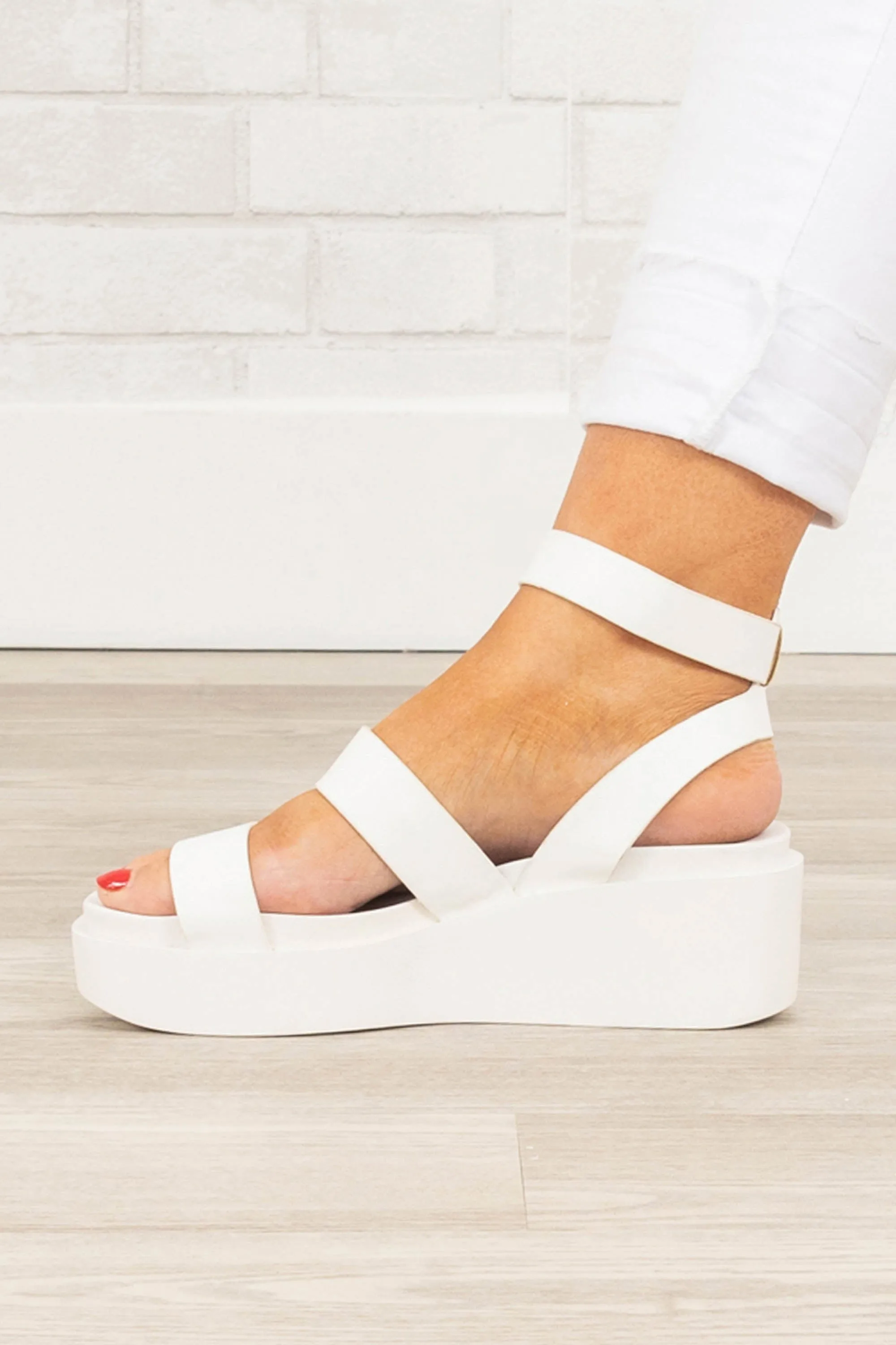 Nostalgia Platform Wedges, White