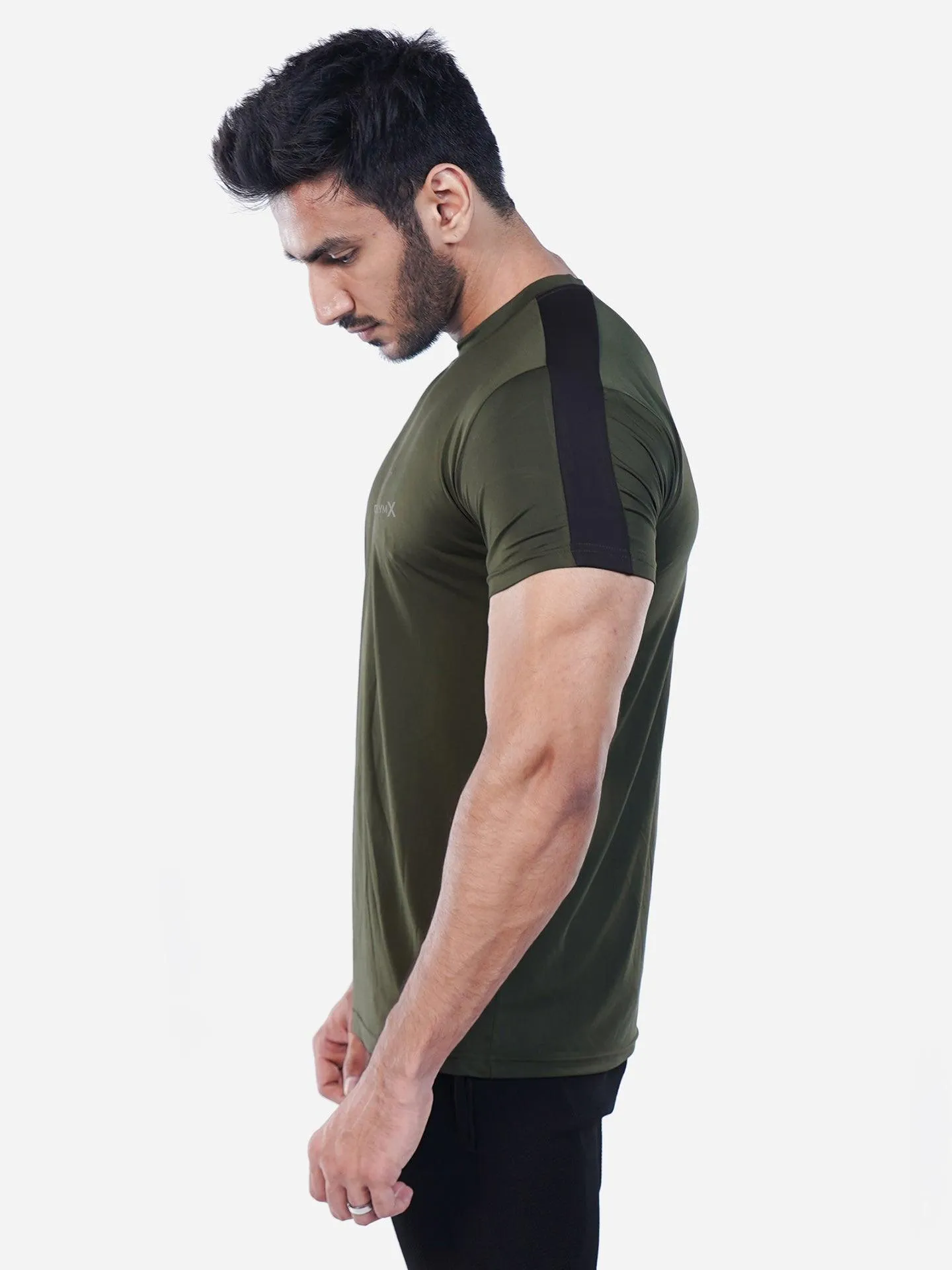 Olive Green GymX Panel Tee