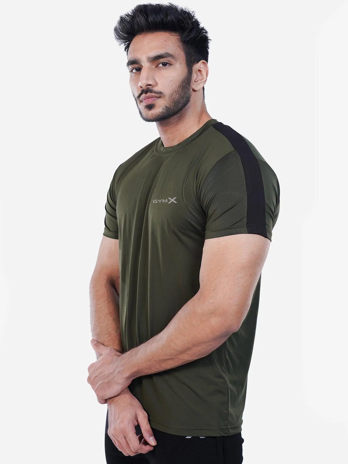 Olive Green GymX Panel Tee