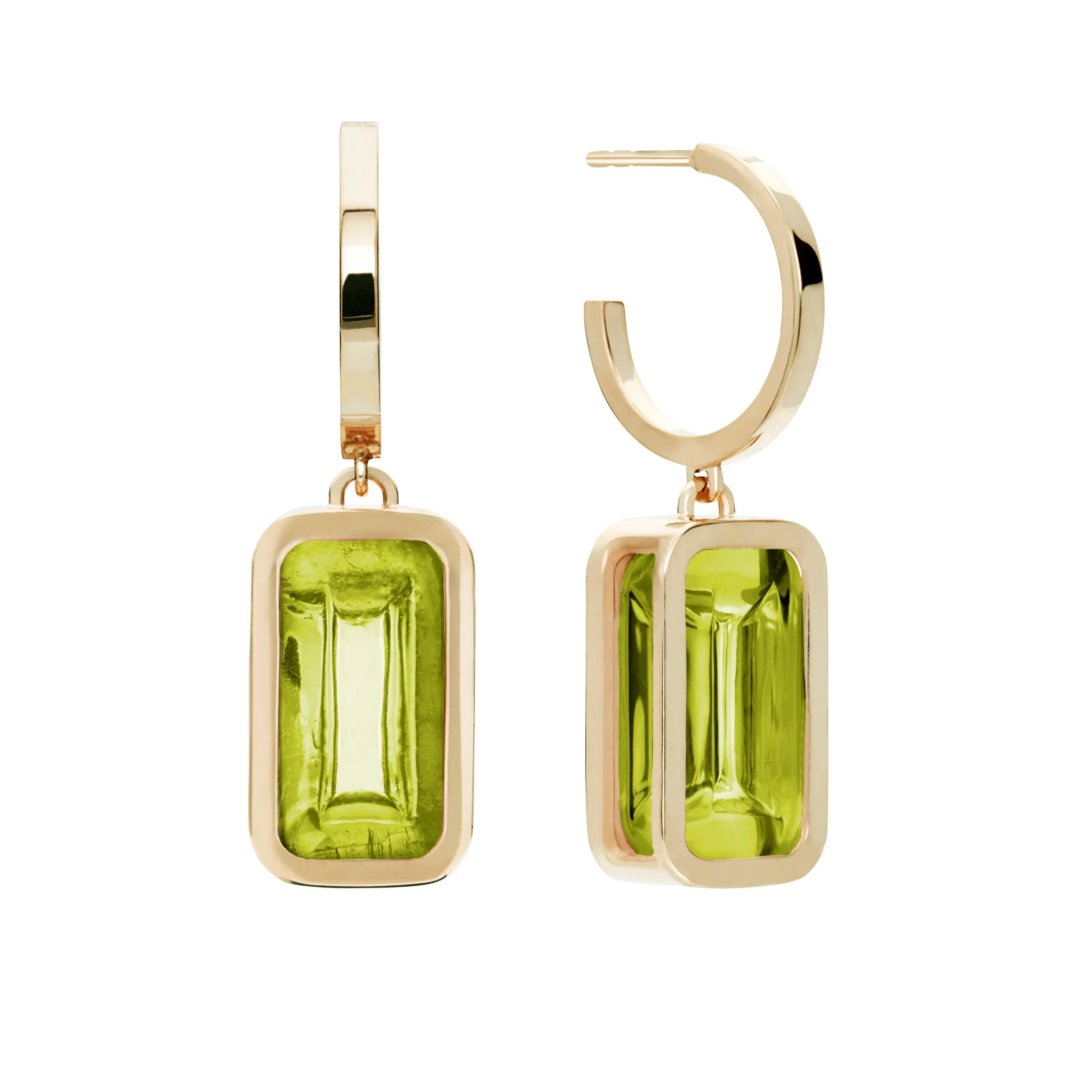 Pfefferminz hoops apple yellow gold with peridot