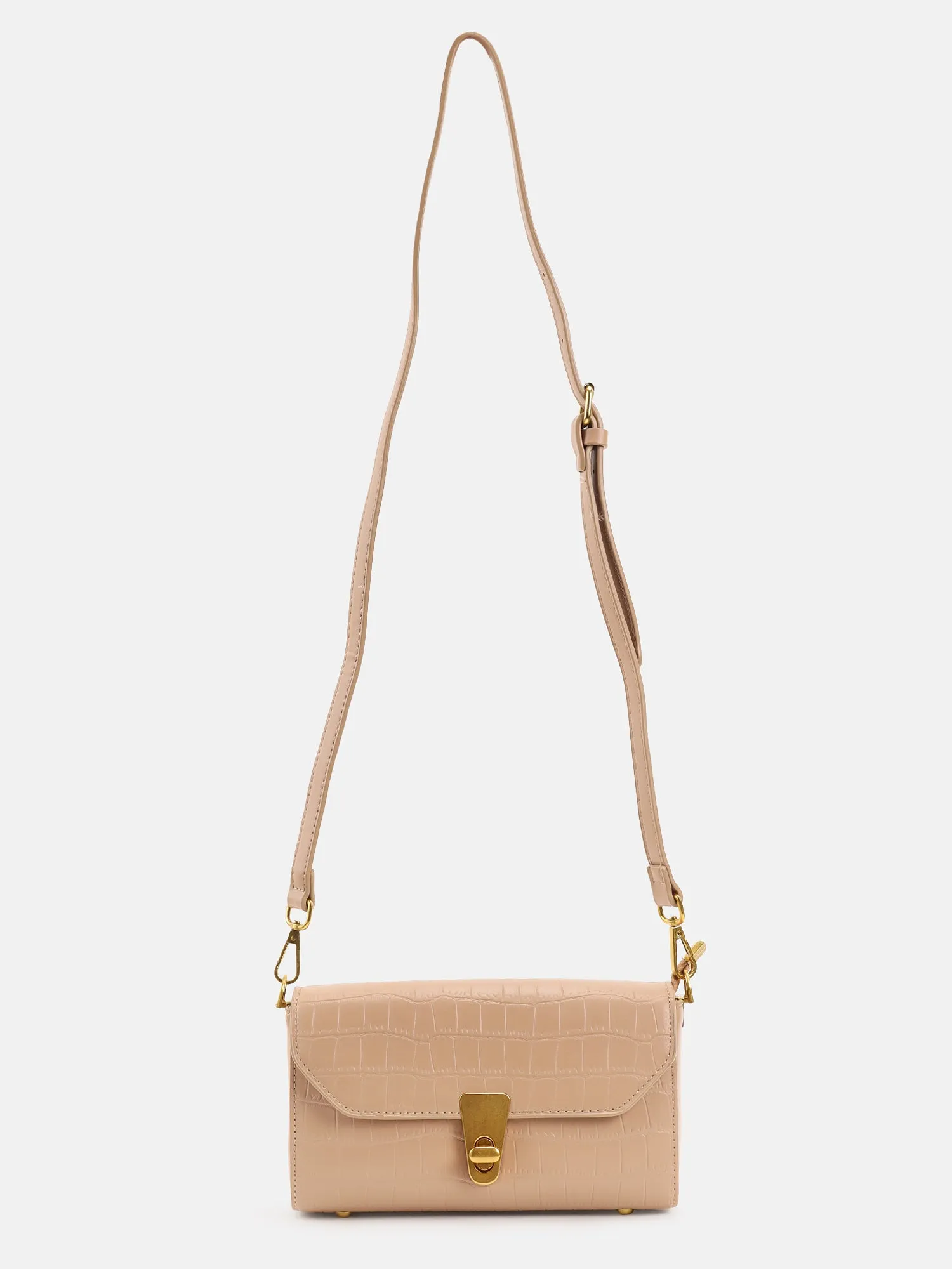 Rectangular Sling Bag Has Structured Flap Style